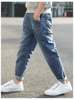 Джинсовые брюки для мальчиков, весенне-осенние новые повседневные длинные штаны для детей в корейской версии Big Boy 110-160 см