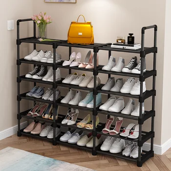 Многослойный стеллаж для обуви от пола до пола, металлический стеллаж для хранения обуви, спальня, гостиная, усиленный стеллаж для обуви 21