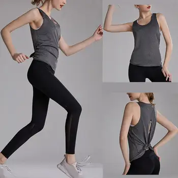 Женские рубашки для фитнеса и йоги, майки для йоги без рукавов, Сексуальный Тренировочный быстросохнущий Спортивный жилет, Женская футболка для бега 18