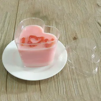 10ШТ Одноразовых стаканчиков для мусса из твердого пластика PS Торт Десертная чашка в форме сердца Тирамису Фруктовый Пудинг Желе Мини-контейнер 1