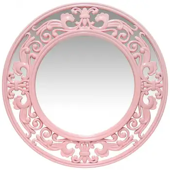 Розовое круглое переходное 23,5-дюймовое настенное зеркало 4