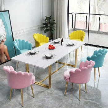 Скандинавские обеденные стулья для кухонной мебели Гостиной спальни Роскошное кресло из кованого железа Простой обеденный стул стол A 4