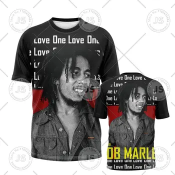 Футболки Bob Marley Мужская Классическая Ретро Американская Повседневная Рубашка Свободного Кроя С Круглым Вырезом И Короткими Рукавами Топ Черный 6xl 15