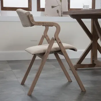 Современные обеденные стулья из массива дерева для кухонной мебели Простой обеденный стул с откидной спинкой в стиле ретро для учебы, отдыха, шезлонгов 8