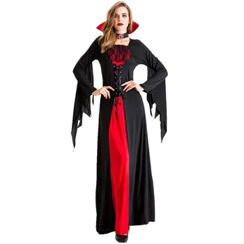 Костюм на Хэллоуин для женщин, косплей, платье Ведьмы, юбка королевы двора в стиле ретро, Дьявольская Леди, Вампир, Призрак Невесты, Рождественская нарядная одежда