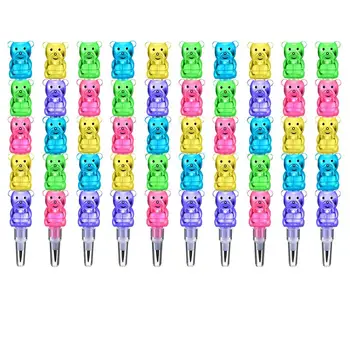 12шт Штабелируемых карандашей, сменных карандашей, пластиковых карандашей-мишек, цветных карандашей 5 в 1, школьных принадлежностей 10