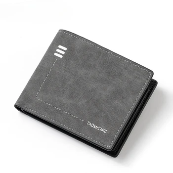 Высококачественный тонкий короткий кожаный бумажник с двойной складкой, креативный новый деловой мужской ретро-кошелек из искусственной кожи 16