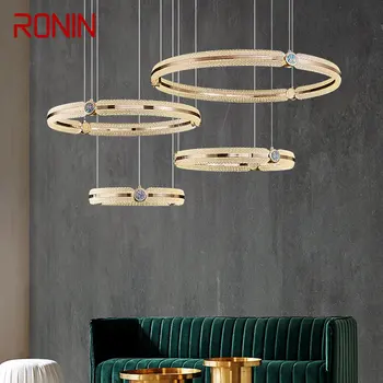 Скандинавская люстра RONIN Led, 3 цвета, креативный светильник, Роскошная кольцевая подвесная лампа, Домашняя гостиная, столовая, светильники для спальни