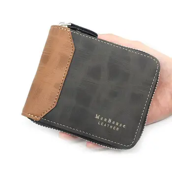 Кожаный бумажник на молнии Мобильные телефоны Тонкий двойной карманный кошелек из натуральной кожи Большой емкости Держатель для кредитных карт Для мужчин 10