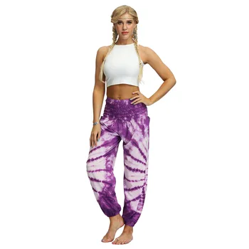 2023 повседневные женские спортивные штаны для йоги с цифровым принтом tie dye, леггинсы, свободные шаровары, шорты женские 14