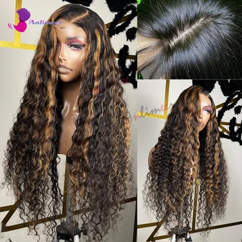 Парики на кружеве с водной волной, человеческие волосы, Бесклеевые парики, Человеческие волосы, предварительно выщипанный Длинный парик, светлый парик для чернокожих женщин 8