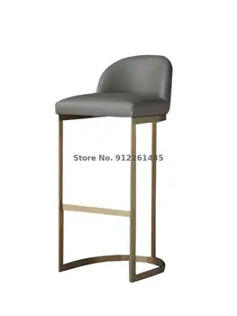 Скандинавский барный стул, современный простой бытовой барный стул со спинкой, барный стул, барный стул, легкий роскошный американский барный стул с высокими ножками.