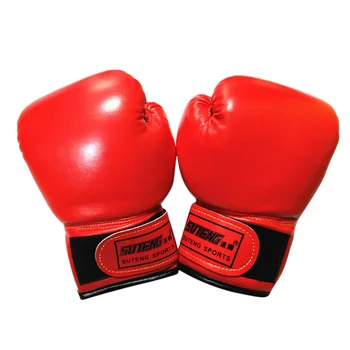 Детские перчатки для кикбоксинга Муай Тай 16 унций Тренировочные перчатки Junior Punch с наполнителем из полиуретана для малышей и молодежи красного цвета 19