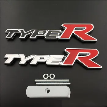 3D Металлический Тип R Гриль Передняя Решетка Эмблема Значок Наклейка Наклейка для Honda Civic Typer CRV HRV Accord Подходят Аксессуары Для Укладки Автомобилей 15