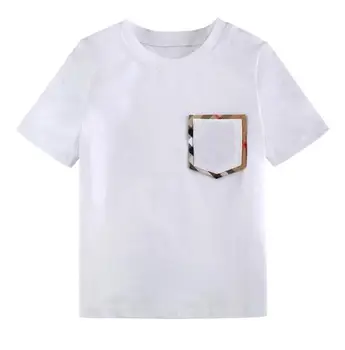 Новые Хлопчатобумажные рубашки с белым карманом для мальчиков и девочек Летние Короткие рубашки Топы, футболки, Повседневная рубашка 6