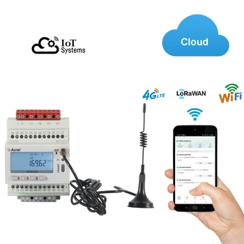 Acrel IOT Wireless Smart 4G/Wifi/Lorawan 3-Фазный Счетчик электроэнергии MQTT Онлайн-Система Мониторинга энергии 4 Канала Проводной NTC 6