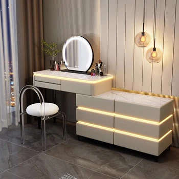 Зеркало для макияжа, комод, освещение в спальне, Выдвижной ящик, Современные туалетные столики для хранения, Роскошная мебель для дома Tavolo Trucco LJ50DT