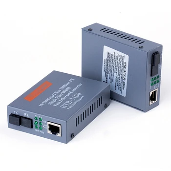 1 пара оптоволоконных приемопередатчиков HTB-3100 25Km SC 10/100m Single Mode Single Fiber Transiver EU Plug 2