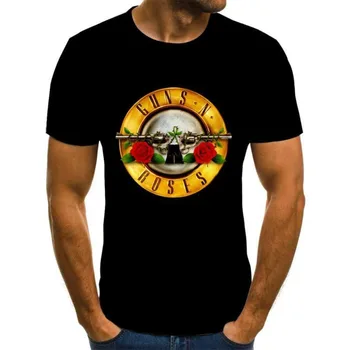 Новинка 2023 года, Модная панк-футболка Guns N Roses, мужская черная футболка в стиле хэви-метал, 3D футболка в стиле хип-хоп Gun Rose. 18