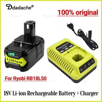 18 В Для Ryobi Литий-ионная Аккумуляторная Батарея для + беспроводного Электроинструмента BPL1820 P108 P109 P106 P105 P104 P103 RB18L50 RB18L40 + зарядное устройство 3