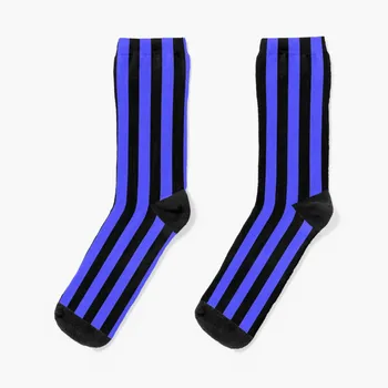 Носки в неоново-синюю и черную вертикальную полоску, спортивные носки, незаменимые мужские носки с принтом, забавный подарок