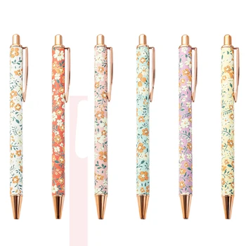 Шариковые ручки Kawaii с цветочным рисунком, металлические гелевые ручки 1,0 мм, гладкий пишущий пресс, ручки-роллеры, праздничные подарки, школьные канцелярские принадлежности