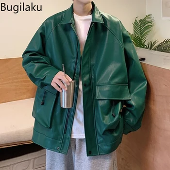 Куртка в гонконгском стиле Bugilaku, мотоциклетная кожаная куртка в американском стиле, весенне-осенняя рабочая одежда, свободная куртка 8