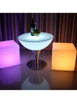 Светодиодный барный стул, светящийся куб, Размер 20 см, уличная светящаяся мебель, креативный пульт дистанционного управления, красочный сменный боковой стул