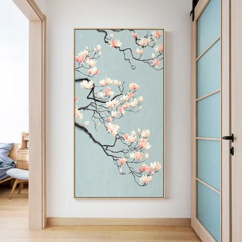 Новый китайский оригинальный цветок, холст, плакаты и принты, традиционный декор, настенные картины для гостиной, спальни, прохода