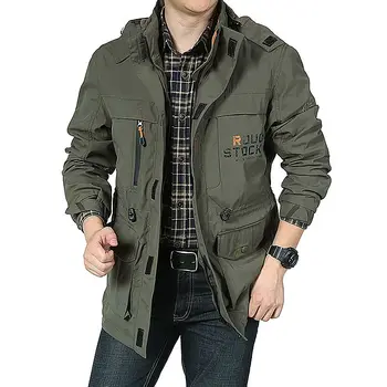 Бомбардировщик куртка мужчины с капюшоном толстовка на молнии военная тактическая куртка пальто открытый водонепроницаемый Горный мульти карман пальто 5