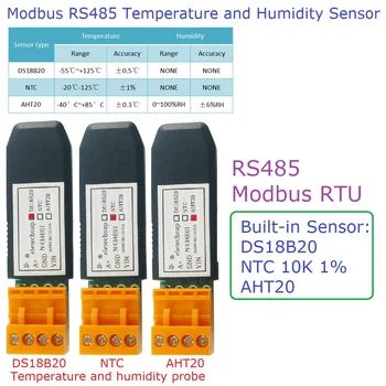 Встроенный DS18B20/NTC/AHT20 RS485 Датчик температуры и влажности Modbus RTU Монитор для Экрана Настройки сенсорной панели ПЛК 22