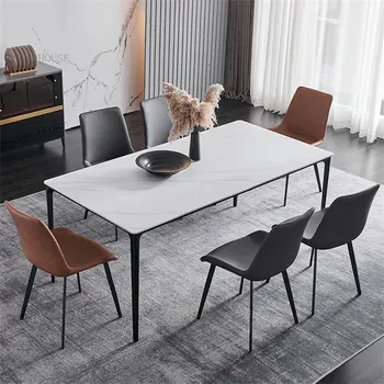 Итальянский роскошный обеденный стол из шифера, мебель для столовой, Простая бытовая комбинация обеденного стола и стула B 8