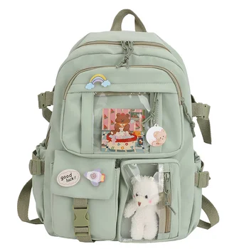 Японский Эстетичный рюкзак для девочек, милые школьные сумки для студентов-подростков, карманы, Кавайный женский ноутбук, Harajuku Mochila 6