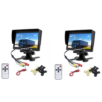 2X 12V-24V 7-дюймовый цветной HD-монитор TFT LCD для видеонаблюдения за автомобилем и грузовиком с камерой заднего вида заднего вида
