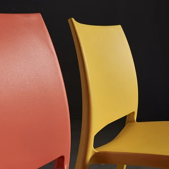 Современные обеденные стулья, стол в скандинавской Европе, табурет со спинкой для взрослых, бытовой пластиковый стул для ресторана, обеденный стул для взрослых с утолщением 11