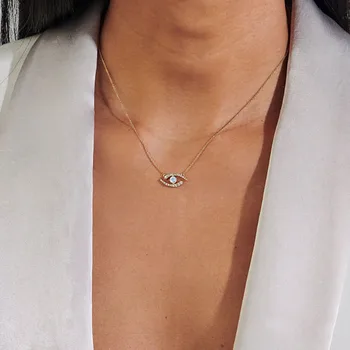 Ожерелье из стерлингового серебра S925 пробы с лунным камнем и бриллиантами - я вижу тебя 2