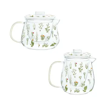 Стеклянный заварочный чайник Blooming Tea Прозрачный с заварочными листьями Blooming Loose High 1