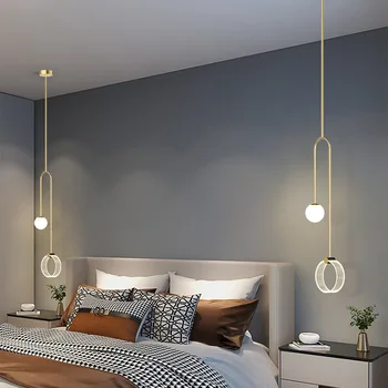 Модная прикроватная люстра для спальни, новый креативный минималистичный светильник, роскошная двуглавая маленькая люстра, дизайнерская лампа с длинной линией