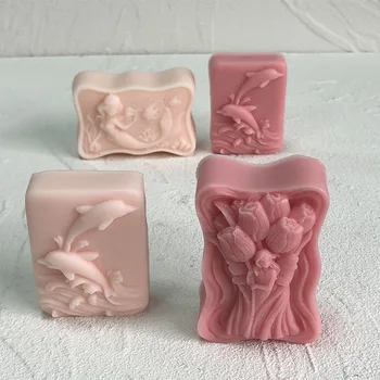 Розовая силиконовая форма для мыла ручной работы, прямоугольные формы для ароматических свечей для изготовления мыла своими руками, форма для выпечки шоколада, украшение для дома 17