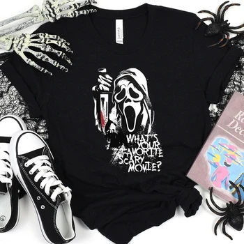 Футболки Scream Ghostface, Женские футболки с фильмами ужасов, Что тебе нравится, Топы с принтом фильмов Ужасов, Забавная Женская одежда на Хэллоуин 21