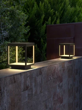 Солнечная наружная колонна, головной светильник, водонепроницаемый современный минималистичный ландшафтный светильник для внутреннего двора виллы, наружный настенный светильник, дверной столб, светильник 13
