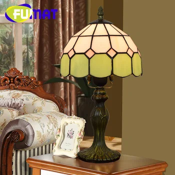 Настольная лампа из витражного стекла FUMAT Tiffany, украшение в европейском стиле, светильник для защиты глаз, студенческая лампа для чтения 1