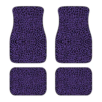 Фиолетовый Леопардовый животный принт, передний задний ковер, Автомобильные коврики для грузовиков и внедорожников, полный комплект автомобильных ковриков для пола, Нескользящие автомобильные аксессуары 20