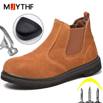 Строительная Промышленная обувь, Рабочие ботинки, Мужские защитные ботинки со стальным носком, Неразрушаемая обувь, Ботинки 