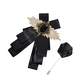 Женский черный костюм, 2 предмета, Аксессуары для воротника с розеткой-бабочкой, Креативная Шаль, Прочный Корсаж, Стильные Украшения для шеи, Уникальная ткань
