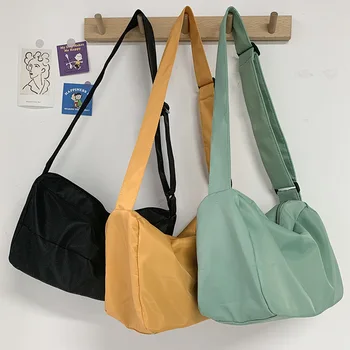 Корейская холщовая сумка через плечо для женщин 2023, нейлоновые водонепроницаемые Женские сумки, сумка-мессенджер для студенток, сумки для книг, ранцы 6