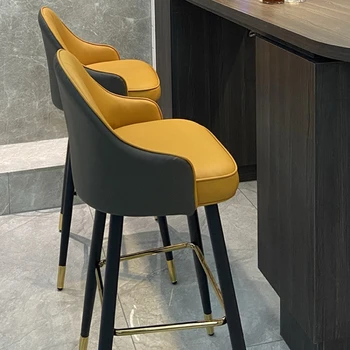 Роскошный барный стул Nordic с высокой спинкой из искусственной кожи, дизайнерский табурет для столовой, кухонная мебель Sillas De Bar 20