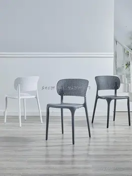 Скандинавский бытовой пластиковый обеденный стул, простой стул со спинкой для отдыха, модный пластиковый стол, стул для переговоров, уличный стул 7