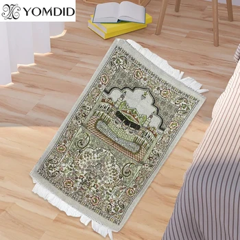 Мусульманский ковер-одеяло ЙОМДИД, Молитвенный коврик, Тапете с кисточкой, исламский Коврик-одеяло, Портативное украшение для дома с вышивкой 65x110 см 18