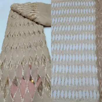 David-1302.5206, сетчатая тюлевая ткань с вышивкой, цена по прейскуранту завода-изготовителя, нигерийские кружевные ткани с пайетками